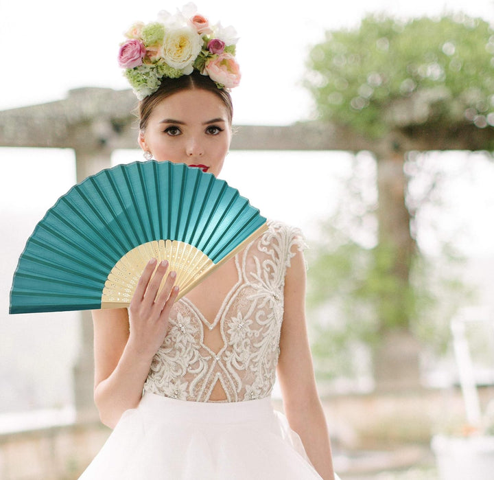 FANSOF.Fans Packung mit 10 Seide Stoff Fan mit Einer Quaste Grade A Bambus Rippen Hochzeit Party Gef