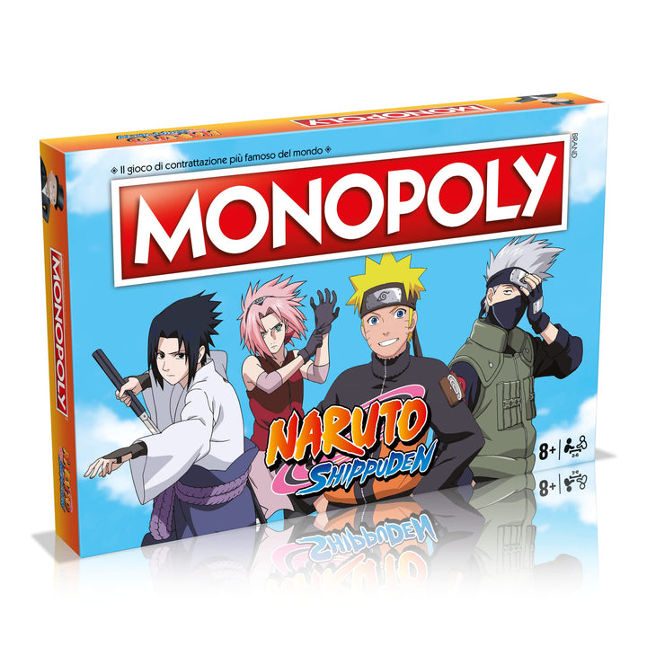 Winning Moves - Naruto, Monopoly, Brettspiel, italienische Ausgabe, Brettspiel für Familien ab 8 Jah