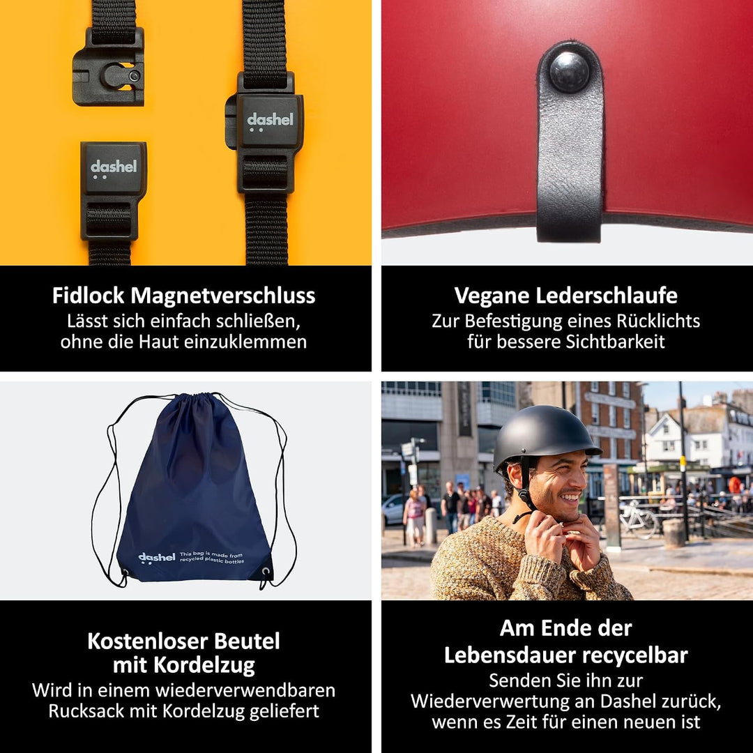 Dashel Recycle Fahrradhelm für Erwachsene – Made in UK, Leichter urbaner Helm für Damen &amp; Herren, CE