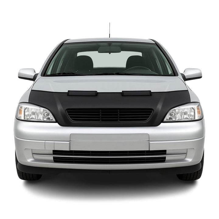 OMAC Haubenbra Steinschlagschutz Bonnet Bra kompatibel mit Opel Astra G 1998-2004 Schwarz Halb Schwa