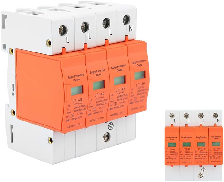 2pcs 4P Überspannungsschutz 40KA für den Haushalt 420V AC Lightning Protector Blitzschutz Surge Prot