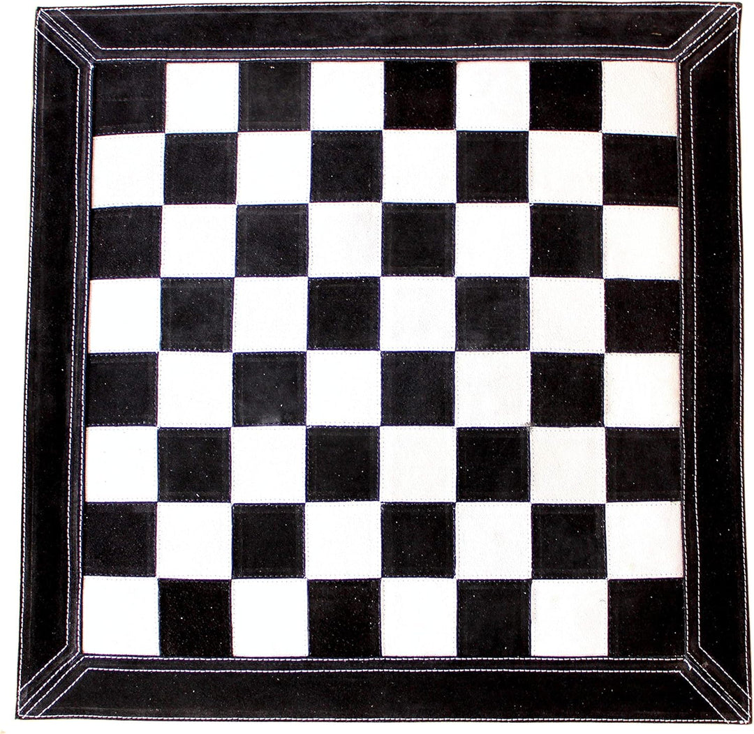 StonKraft Grosses Schachbrett aus echtem Leder, 48,3 x 48,3 cm, aufrollbares Turnierschach (schwarze