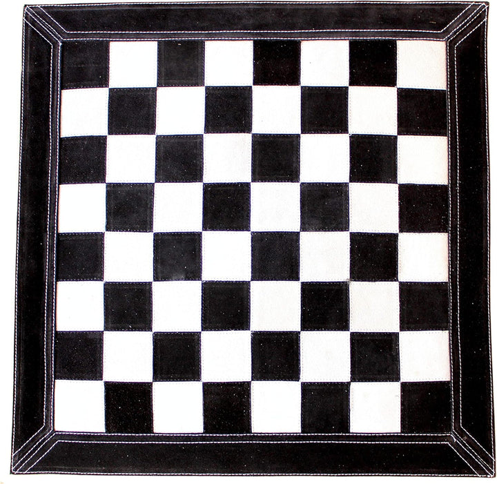 StonKraft Grosses Schachbrett aus echtem Leder, 48,3 x 48,3 cm, aufrollbares Turnierschach (schwarze