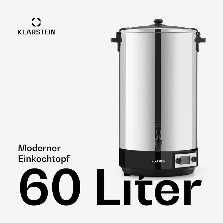 Klarstein KonfiStar 60 Digital Einkochautomat Einkochtopf Einkocher Heissgetränkespender,60 Liter, 2