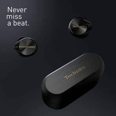 Technics EAH-AZ80E-K kabellose Ohrhörer mit Noise Cancelling, Multipoint Bluetooth 3 Geräte, bequeme