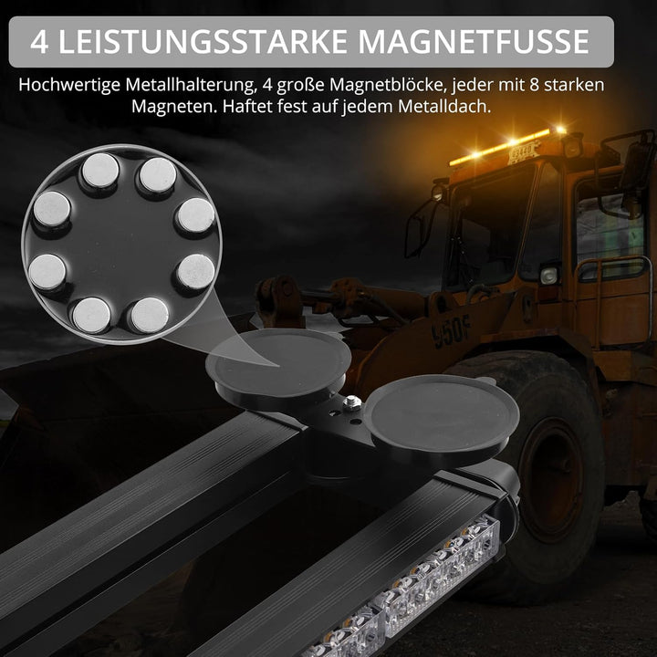 Justech 108 LED Auto Warnbalken Notblitzleuchte Magnetische Warnlicht Doppelschalter 12/24V 27 Blink