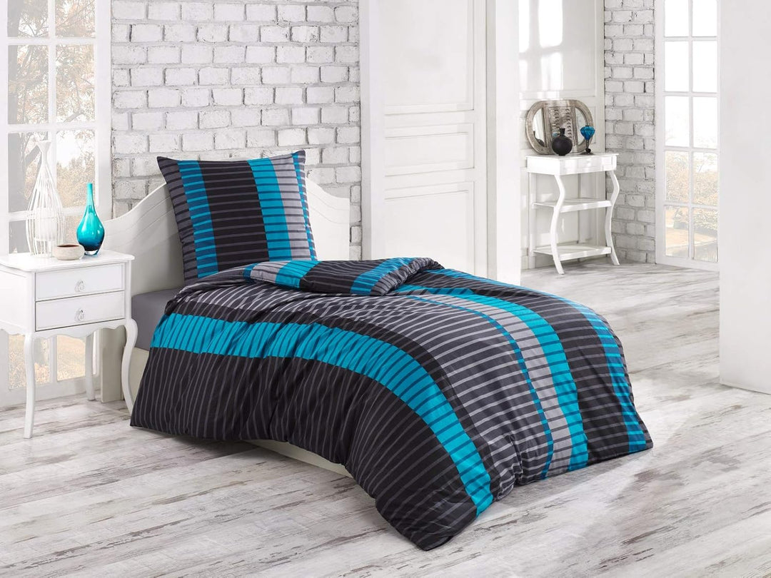 Class Home Collection Bettwäsche 155x220 Baumwolle Renforce 2 teilig Bettwäsche-Set mit Reissverschl