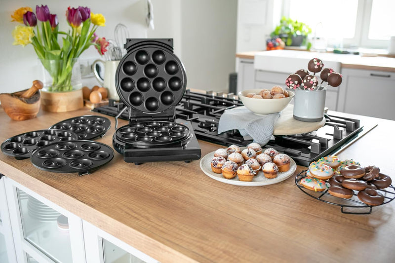 Steba Elektrogeräte 18-33-80 Maker 3 in 1, 3 antihaftbeschichtete Pops, Muffins und Donuts, Platten