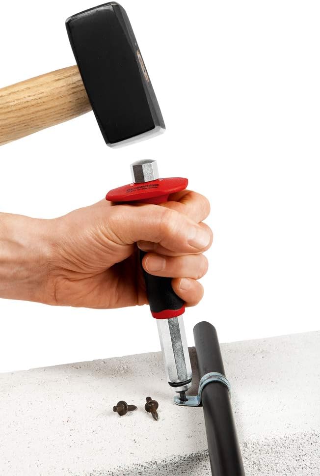 RENNSTEIG Einschlaghilfe mit Handschutz (für Betonnägel 4,0 mm, Handschutz rutschfest mit 2-Komponen