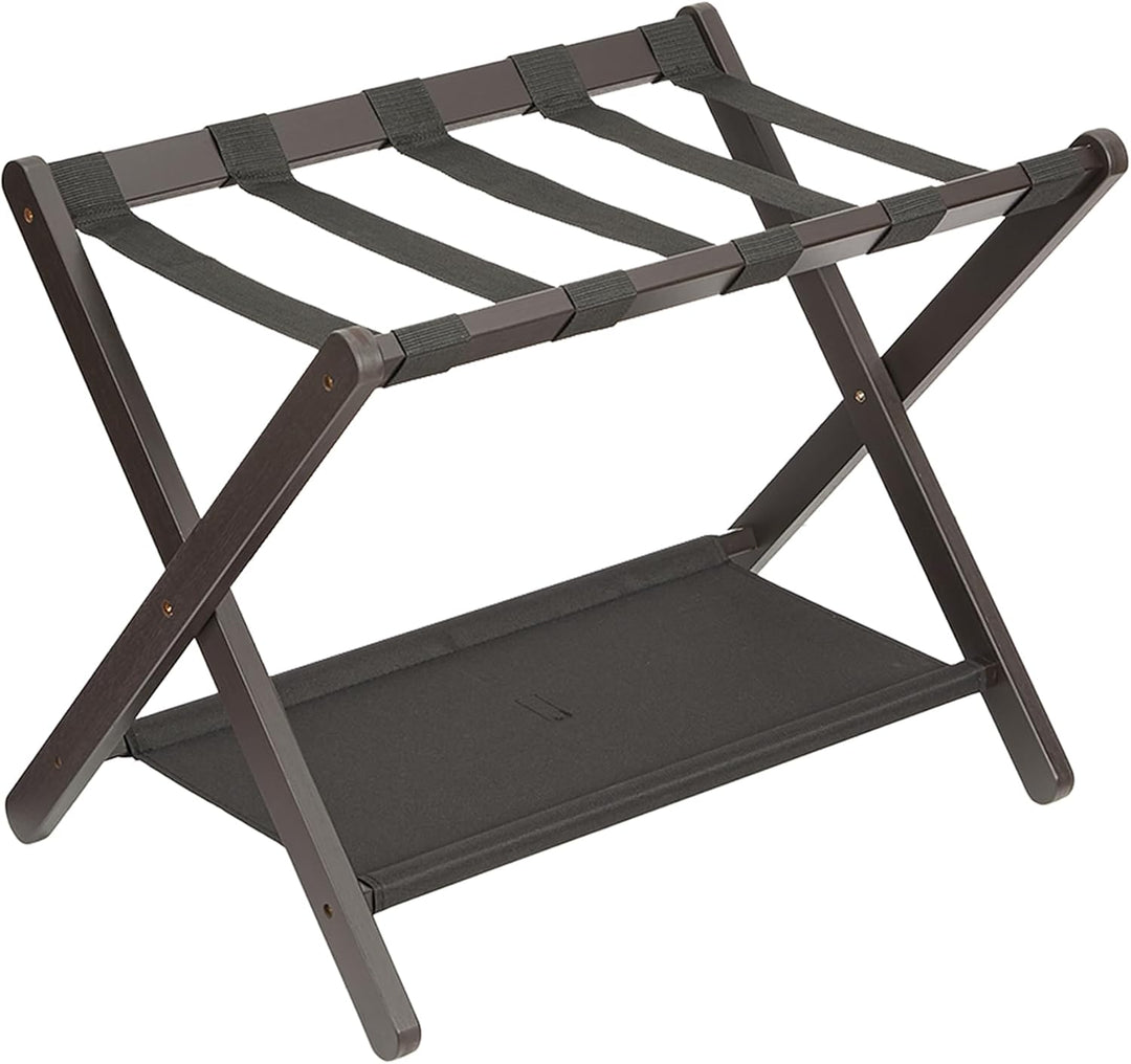 GarveeHome Kofferständer Klappbar mit Stoffablage, Bambus Gepäckablage faltbar, 67x47x51cm Gepäckstä