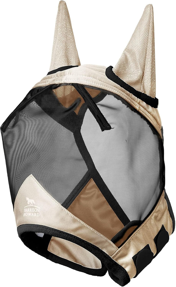 Harrison Howard CareMaster Pro Leuchtendes Pferde Fliegenmaske Standard mit UV-Schutzohren für Pferd