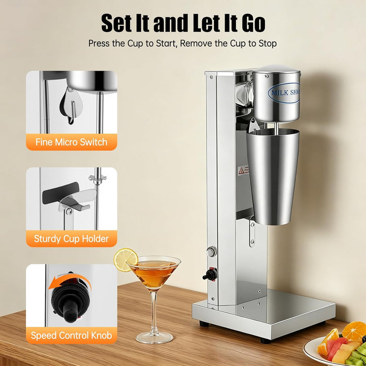 Standmixer, 650ML Elektrisch Milchshakemaschine Eiweissshaker Barmixer Cocktailshaker, Milch Einkopf