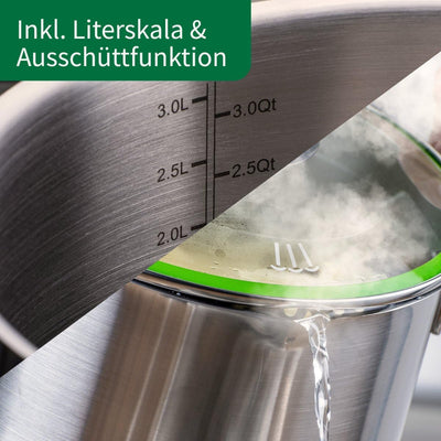 FACKELMANN Chefkoch Topf Ø20 cm München aus Edelstahl – Hochwertiger Kochtopf Ausschüttfunktion – Fü