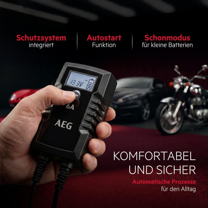 AEG Automotive 10617 Mikroprozessor-Ladegerät für Auto Batterie LD 6.0, 6 Ampere für 6/12 V, 7-HF La