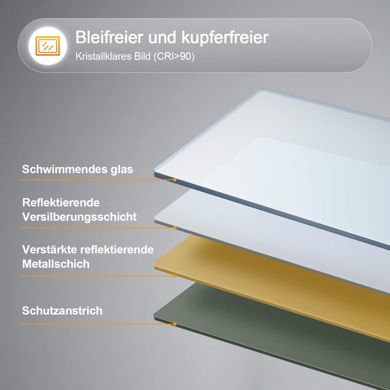 BD-Baode Spiegel Rund, 50x50 cm Wandspiegel Rund mit Hochwertigen Schwarz Metallrahmen, Runder Desig
