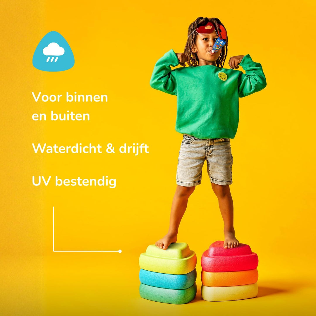 Nattou Blocky Balancesteine für Kinder - Stapelbare Spielsteine - Rutschfestes Sensorisches Spielzeu