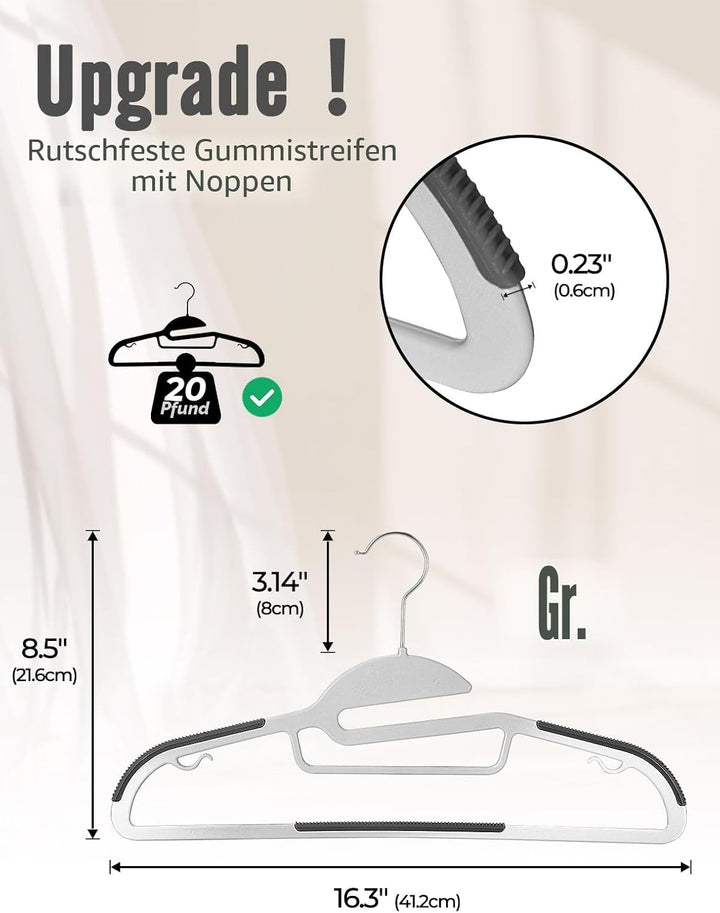 HOUSE DAY Kleiderbügel Kunststoff 50 Stück - rutschfeste Kleiderbügel | Platzsparend Kunststoff Stra