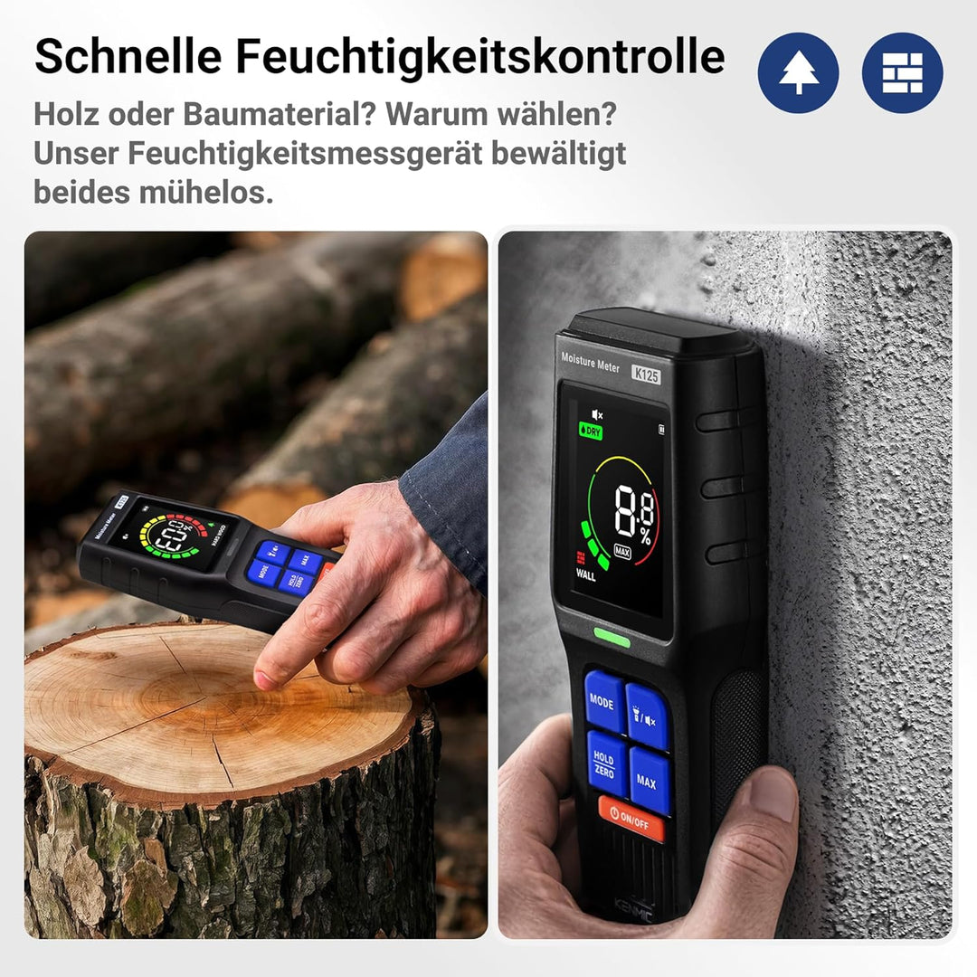 Feuchtigkeitsmessgerät für Wände, Stiftlose Feuchtigkeitsmesser mit LCD-Anzeige und Akustischem Alar
