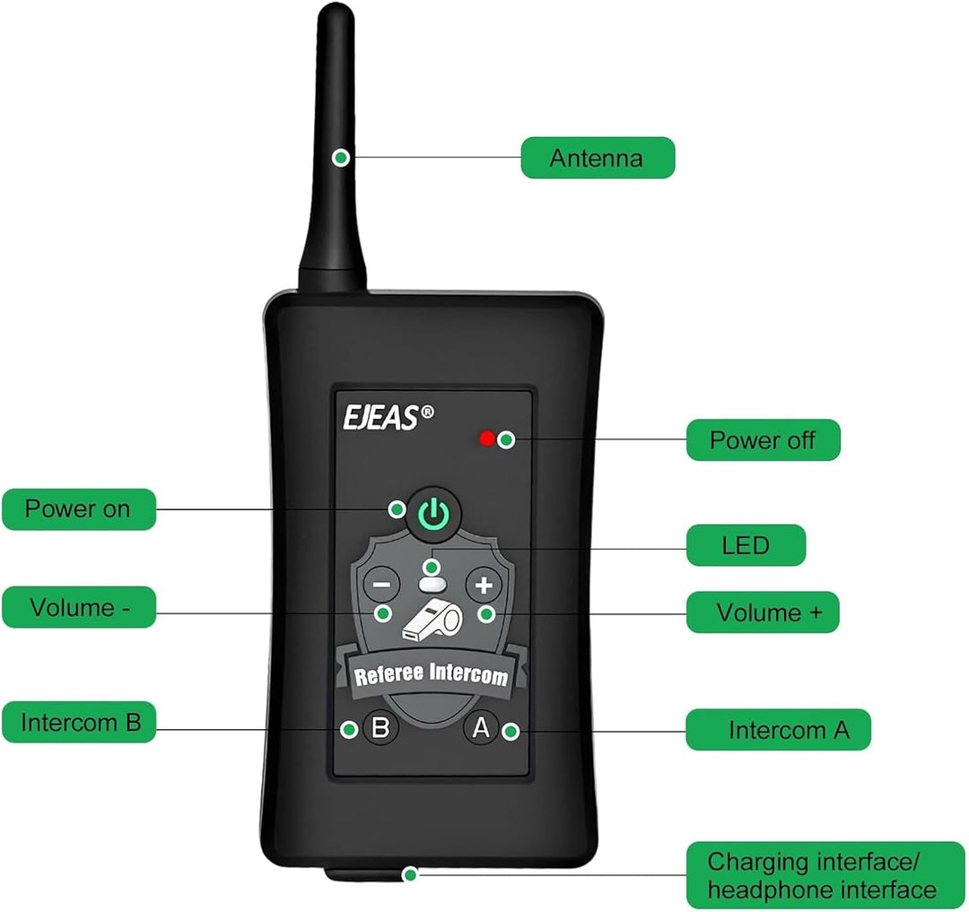 EJEAS FBIM Professionelles Fussball Schiedsrichter Bluetooth Intercom Headset Kommunikationssystem,
