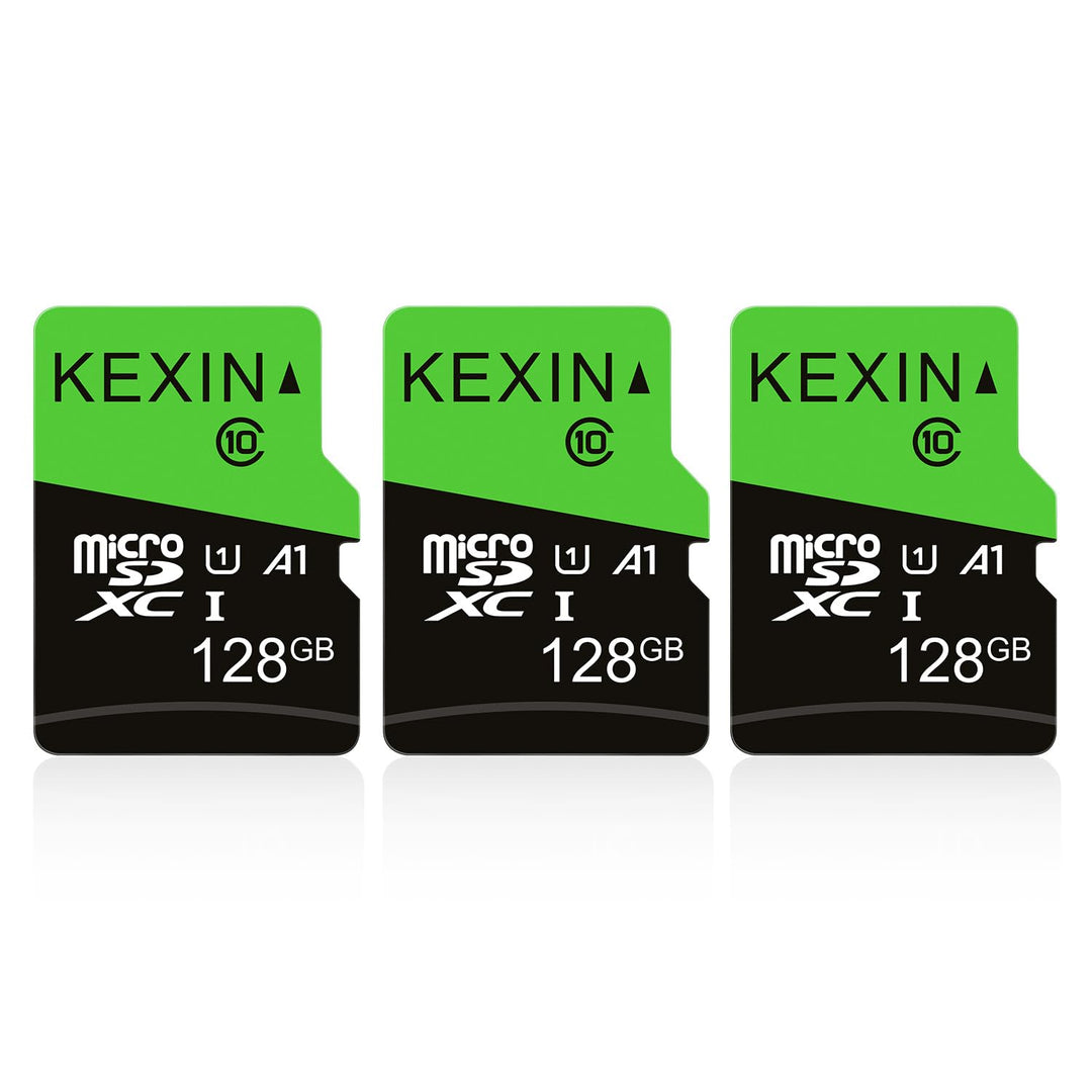 KEXIN Micro SD Karte 128GB 3er Pack, Speicherkarte MicroSDXC Mini SD Karte (A1 C10 U1 4K) Micro SD C