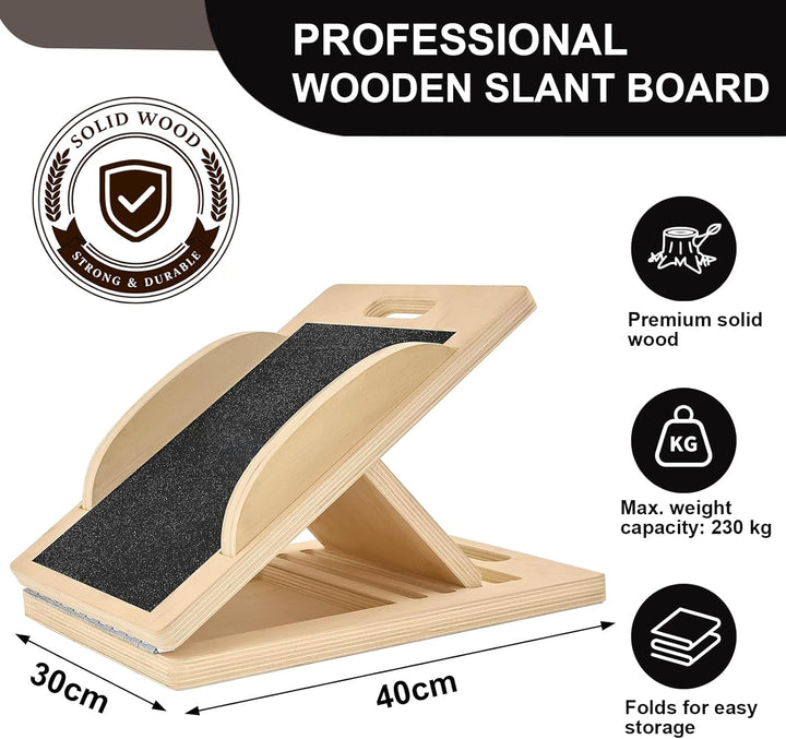 2-in-1 Wadendehner Schrägbrett aus Holz: Balance Board für Erwachsene, Massivholz-Klapp-Slant Board