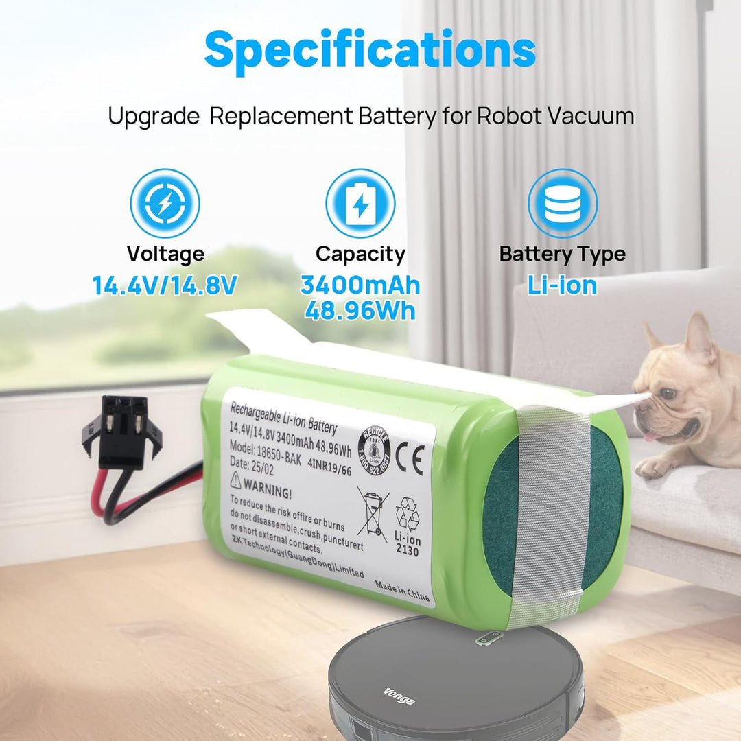 14,4 V 3400 mAh Akku Kompatibel mit Lefant M210 M210B M210P M213 Eufy RoboVac 11 11S 11S MAX 12 15C