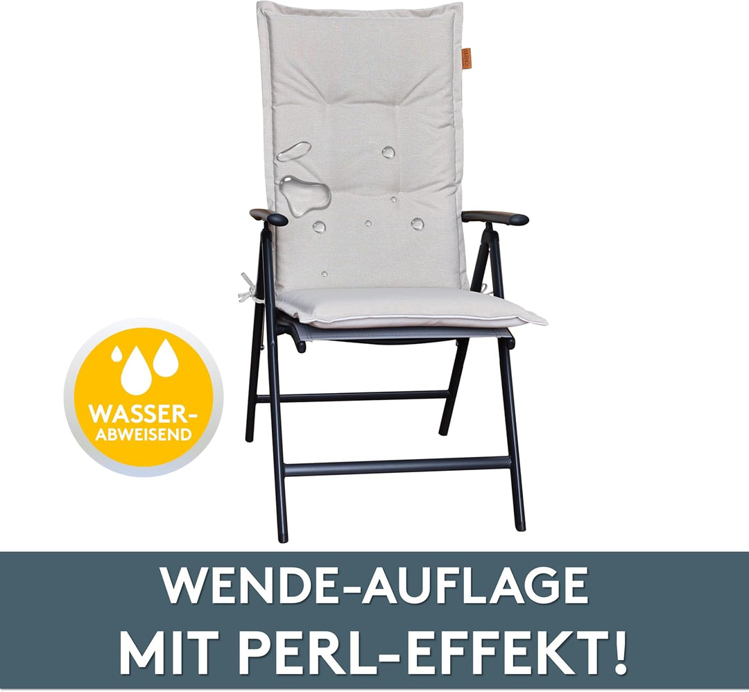 LILENO HOME Gartenstuhl Auflagen [2er Set - Hochlehner] in Beige - Bequeme Liegen als Sitzauflagen f