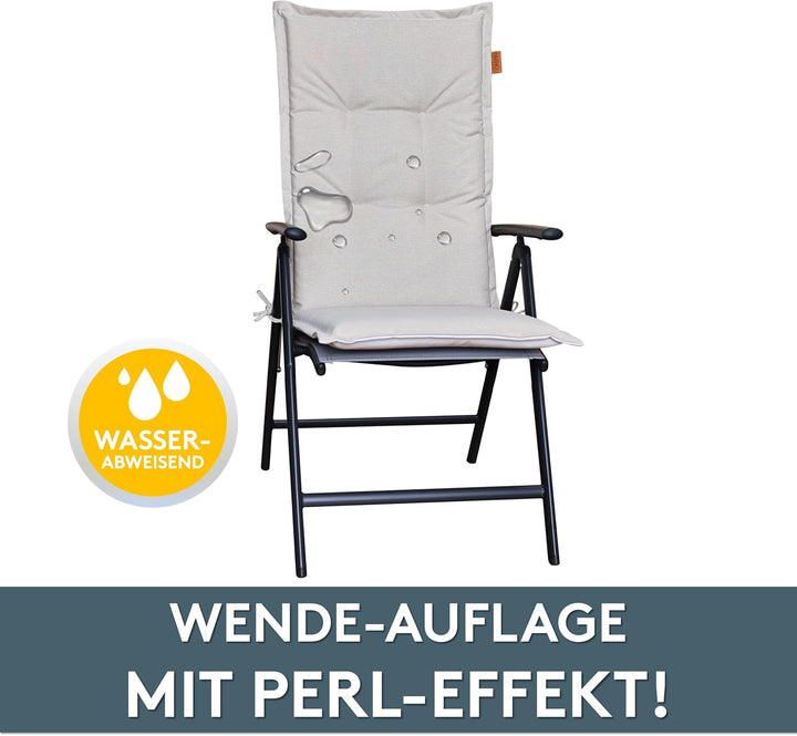 LILENO HOME Gartenstuhl Auflagen [2er Set - Hochlehner] in Beige - Bequeme Liegen als Sitzauflagen f