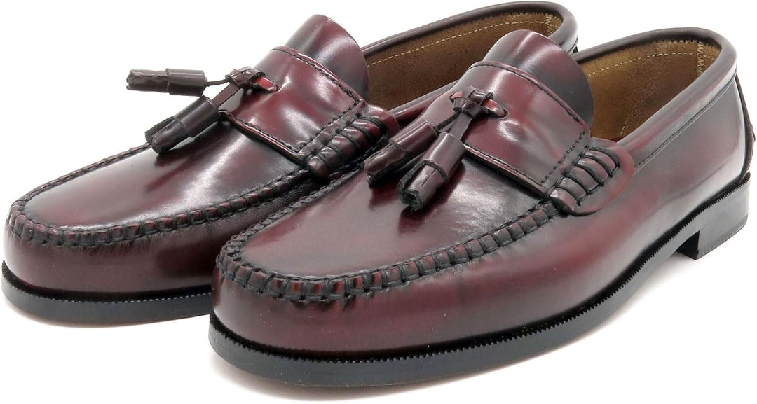 Herren Slipper Business Schuhe Ledersohle Rahmengenäht Premium Tassel Loafer 42 EU Bordeaux, 42 EU B