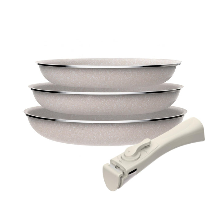 Set mit 3 Pfannen, Ø 18 x 20 x 24 cm, aus gepresstem Aluminium mit ILAG-Beschichtung + abnehmbarer C