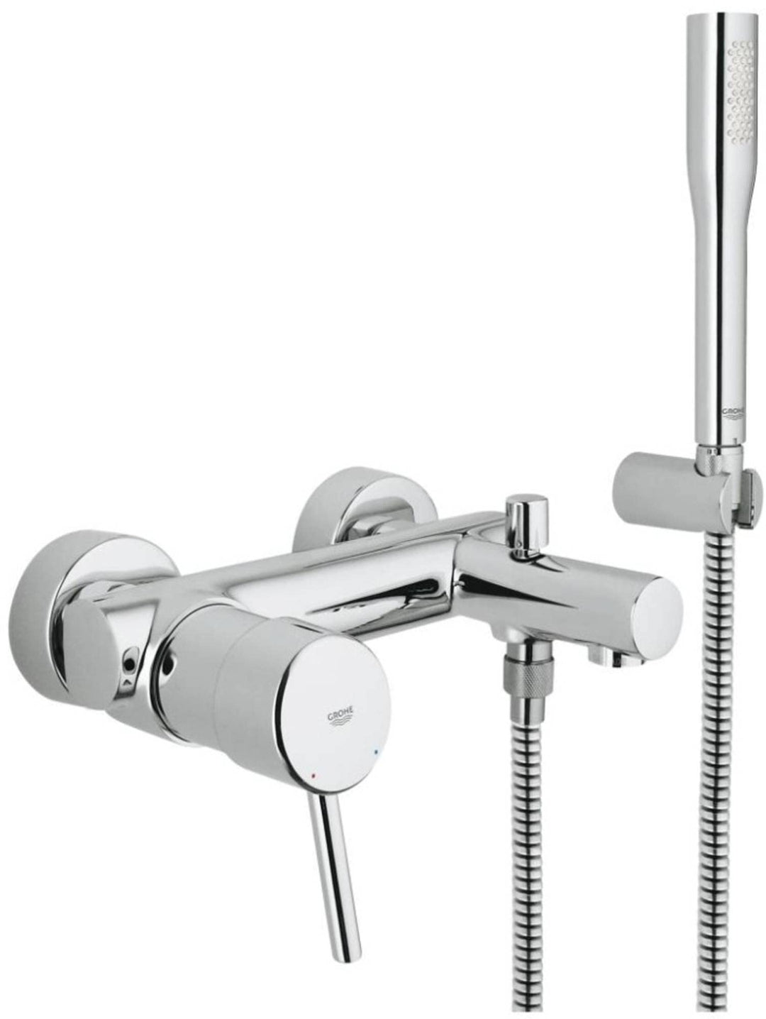 GROHE Concetto - Einhand- Wannenbatterie (mit Brausegarnitur, automatische Umstellung, Wandmontage),
