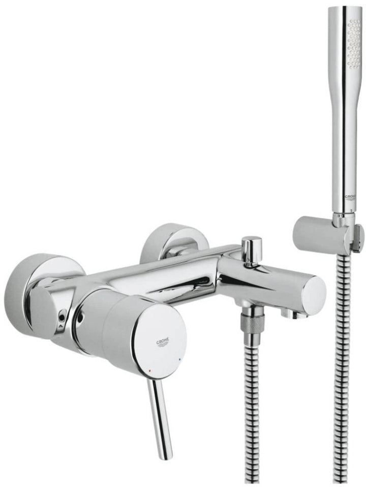 GROHE Concetto - Einhand- Wannenbatterie (mit Brausegarnitur, automatische Umstellung, Wandmontage),