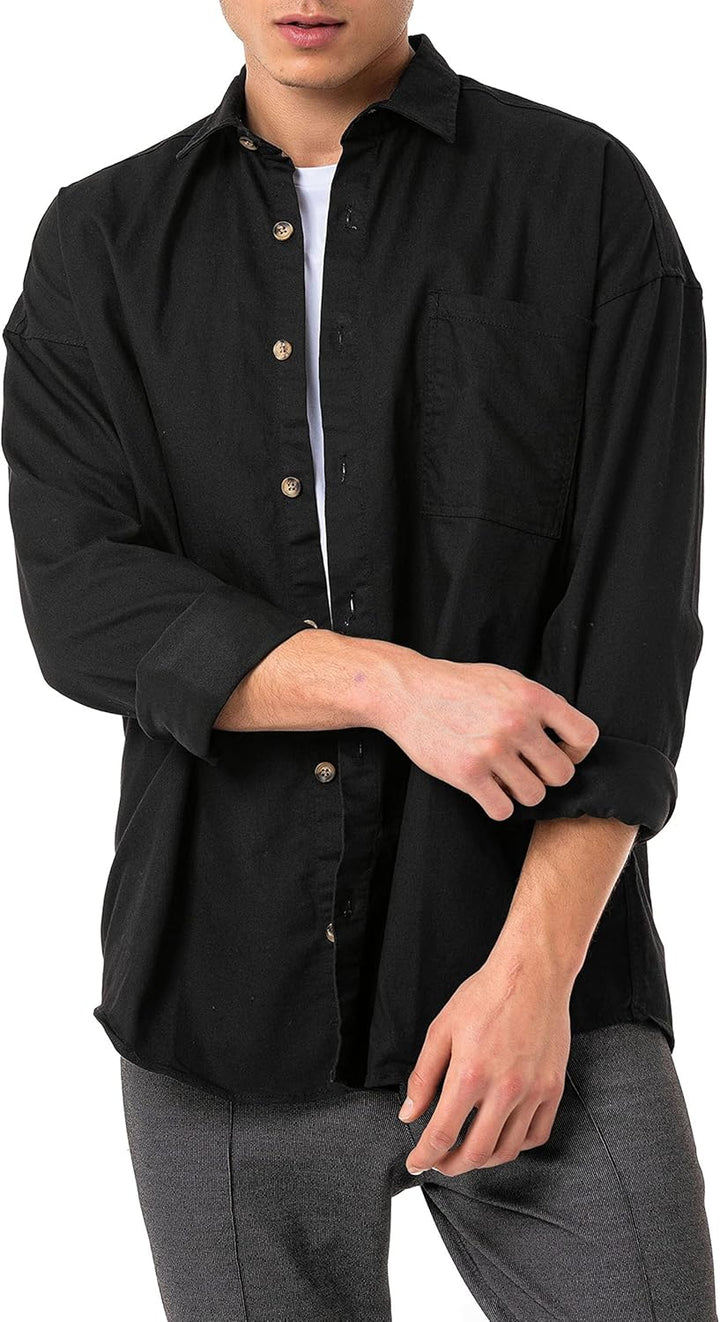Red Bridge Herren Hemd Jeanshemd Premium Denim Oversized Wide Cut M Schwarz, M Schwarz