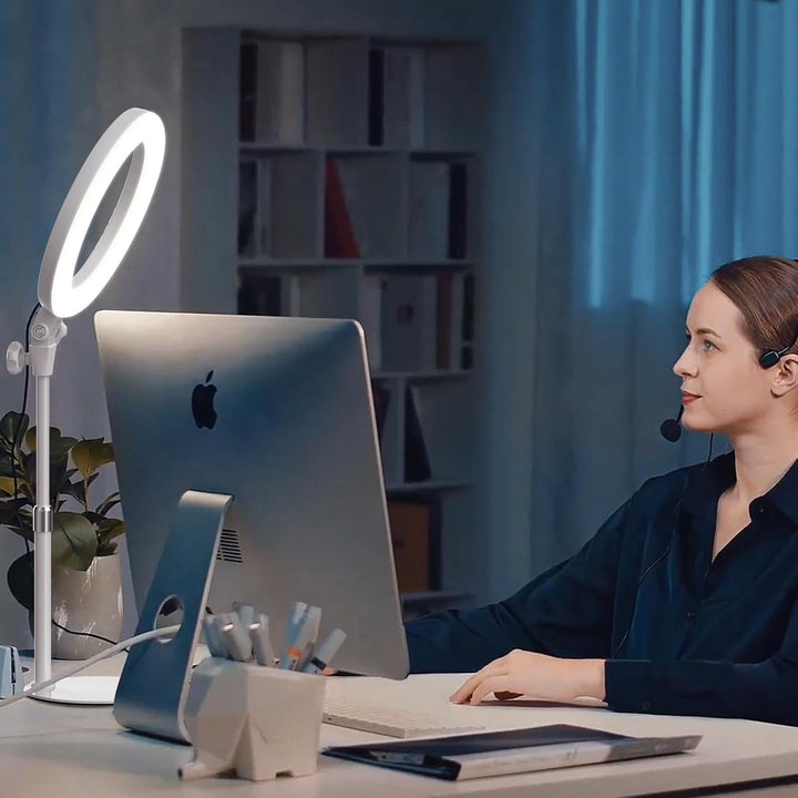 Evershop Ringlicht mit Stativ Ringleuchte Streaming Videokonferenz Licht Tisch, 10.5” LED Ring Light