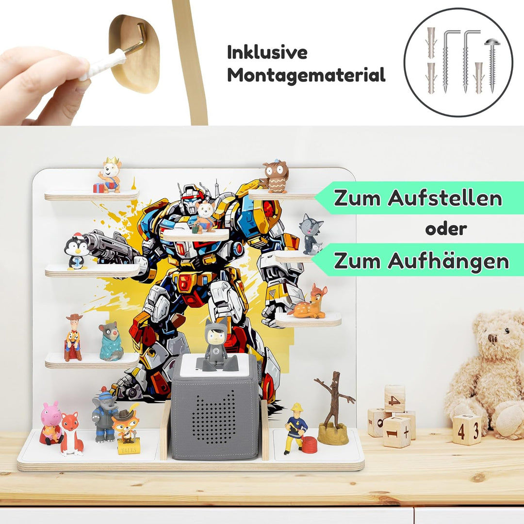 stadtecken Kinder Regal für Musikbox I Geeignet für die Toniebox und ca. 50 Tonies I Perfekte Aufbew