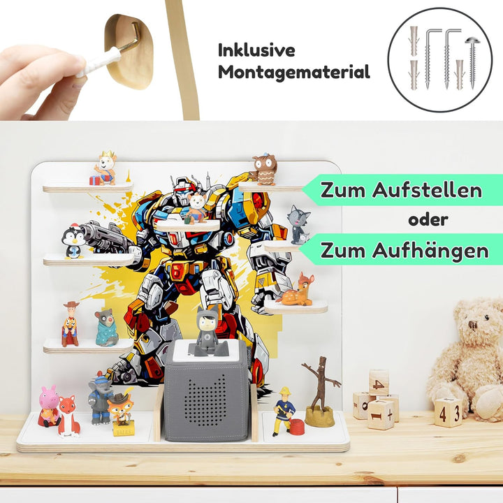 stadtecken Kinder Regal für Musikbox I Geeignet für die Toniebox und ca. 50 Tonies I Perfekte Aufbew