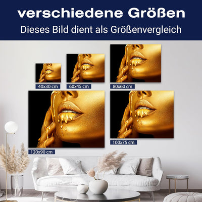 wandmotiv24 Leinwand-Bild Gold Collection, Grösse 60x45cm, Querformat, Frau mit Goldener Farbe, Top-