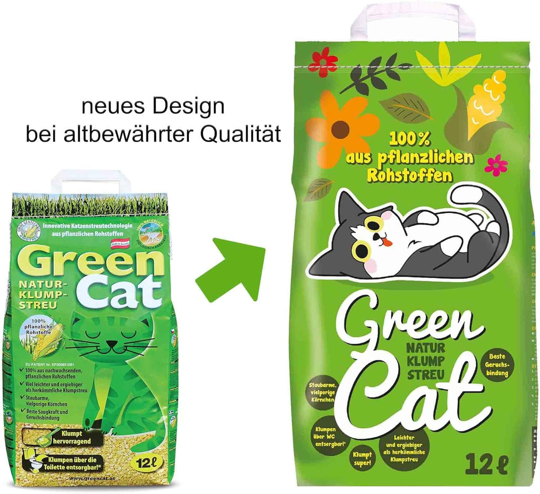 GreenCat 4x12 =48 Liter GREENCAT NATURSTREU ÖKO-Plus Green CAT`S KATZENSTREU - Best STREU Green CAT