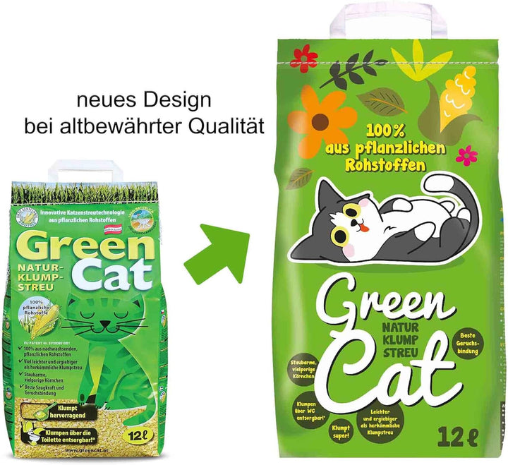 GreenCat 4x12 =48 Liter GREENCAT NATURSTREU ÖKO-Plus Green CAT`S KATZENSTREU - Best STREU Green CAT