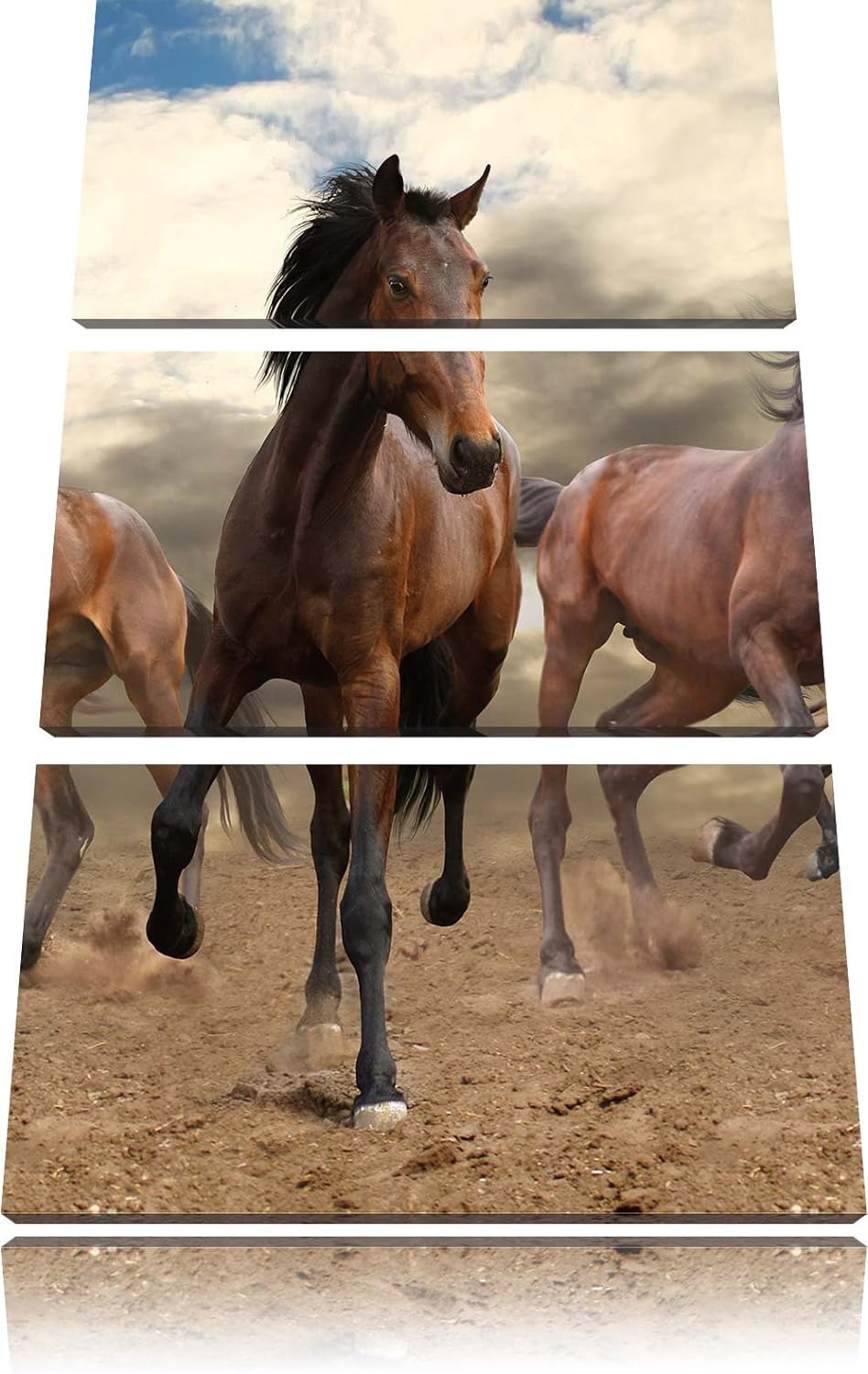 Pixxprint Western Pferde Cowboy als Leinwandbild | Grösse: 3 Teilig (120x80) | Wandbild| Kunstdruck