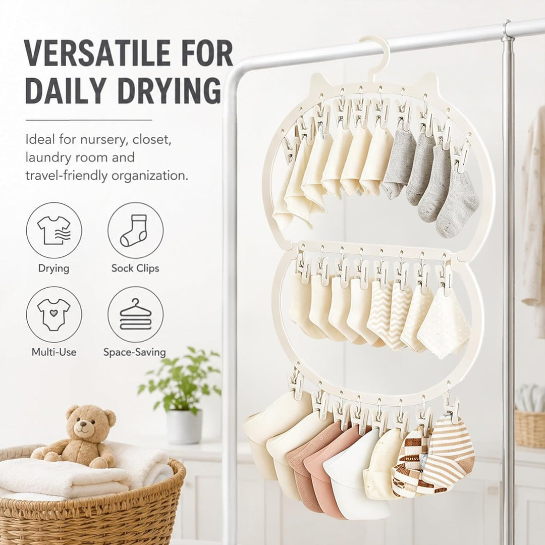auvstar Kinderkleiderbügel,Baby Socken Halter,Wäscheständer für Kleinkind,Doppelschicht Design zum A