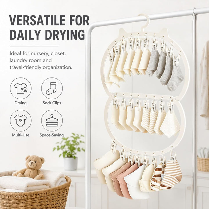 auvstar Kinderkleiderbügel,Baby Socken Halter,Wäscheständer für Kleinkind,Doppelschicht Design zum A