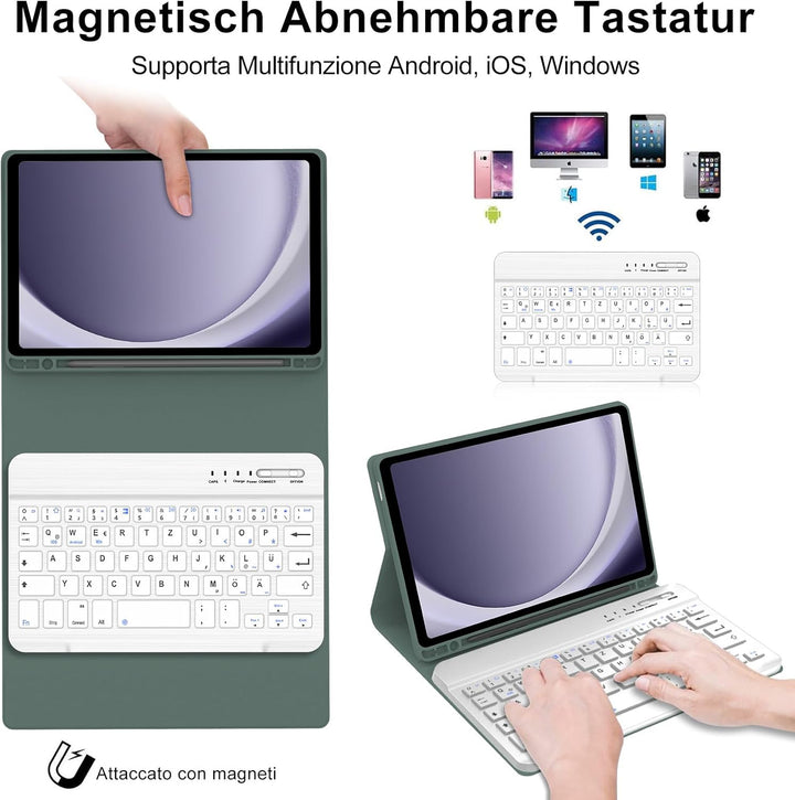 IVEOPPE Hülle mit Tastatur für Samsung Galaxy Tab A9 8.7", Tastatur für Samsung Tablet A9 2023, Magn