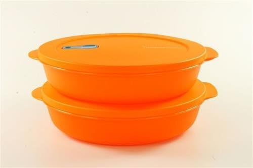 TUPPERWARE Mikrowelle CrystalWave 1,9 L mit Abtrennung orange Micro Wave (2)