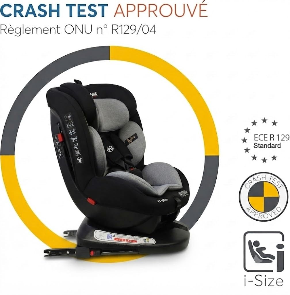 Nania - Kinderautositz Phoenix 360° drehbar - I-Size 40-150 cm - wächst mit von Geburt an bis ca. 12