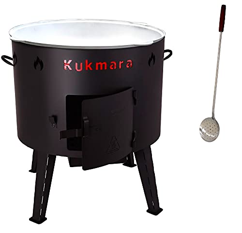 Set Utschak, 53 cm + 22 Liter Kasan Kazan aus Alu-Guss Feldküche Gulasch-Kessel Feuer-Ofen Outdoor