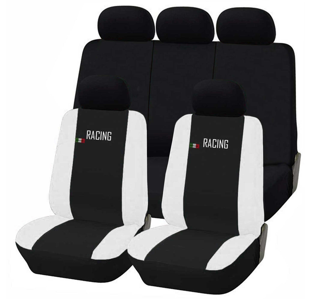 Universal Autositzbezüge Made in Italy - Racing - Rückenlehne mit 2 Reissverschlüssen - kompatible A