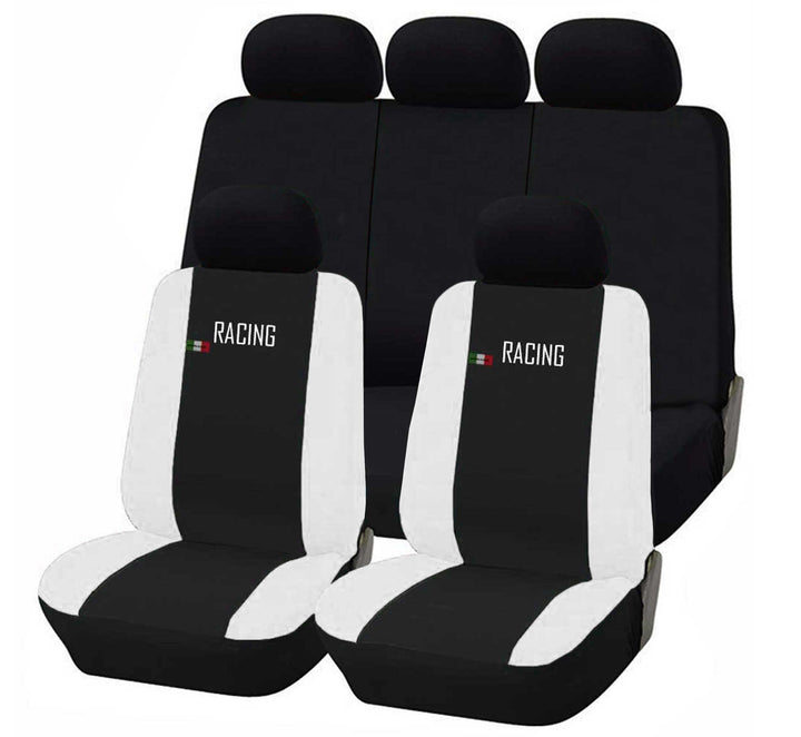 Universal Autositzbezüge Made in Italy - Racing - Rückenlehne mit 2 Reissverschlüssen - kompatible A