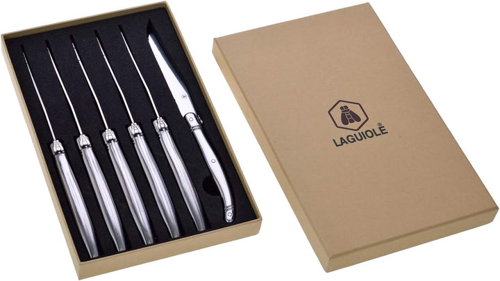 LAGUIOLE - Set mit 6 Steakmessern - 11 cm Klinge - edelstahl - verchromt