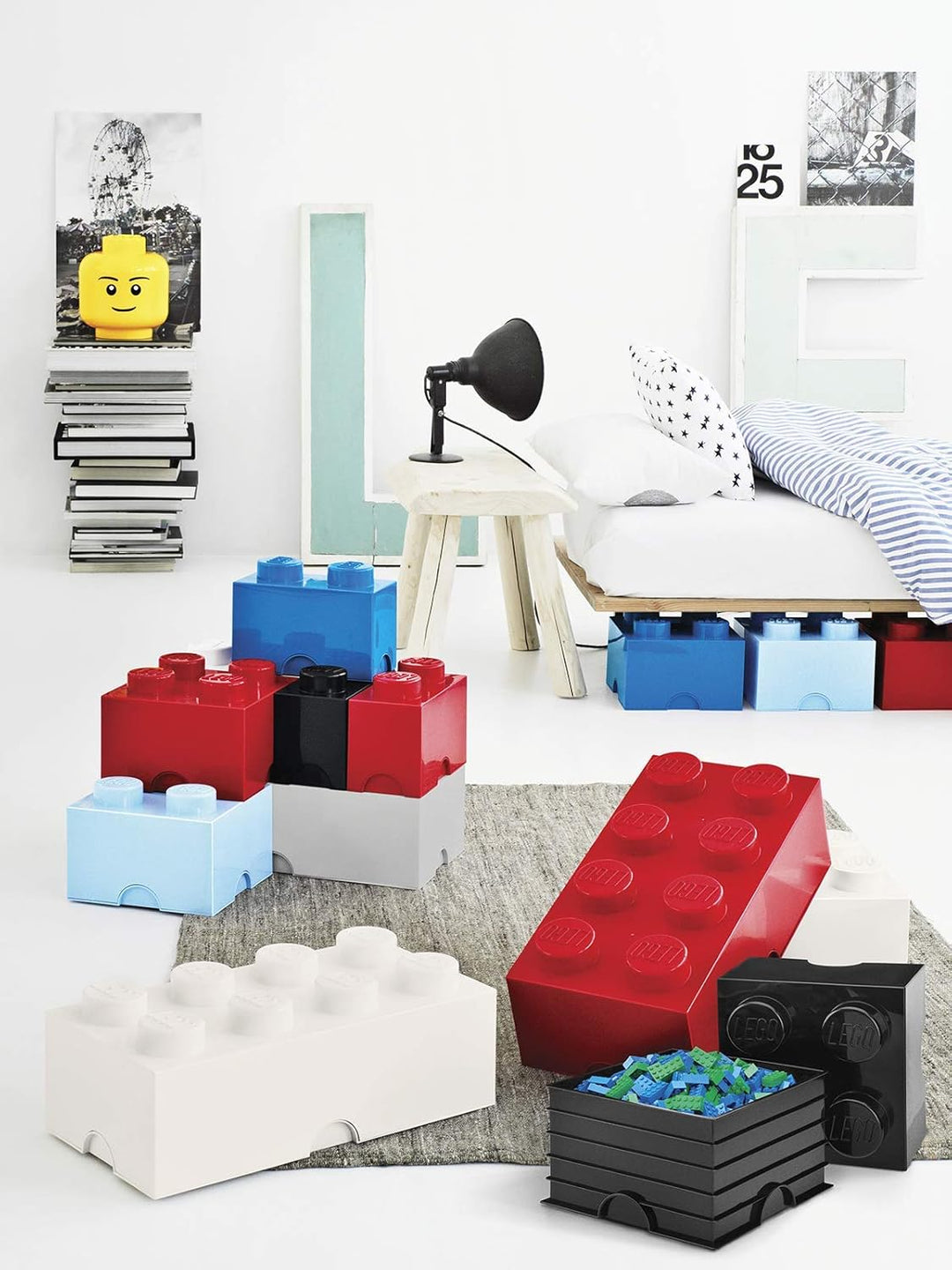Room Copenhagen LEGO Aufbewahrungsstein 4 Noppen, stapelbar Aufbewahrungsbox, 5,7 l, Schwarz